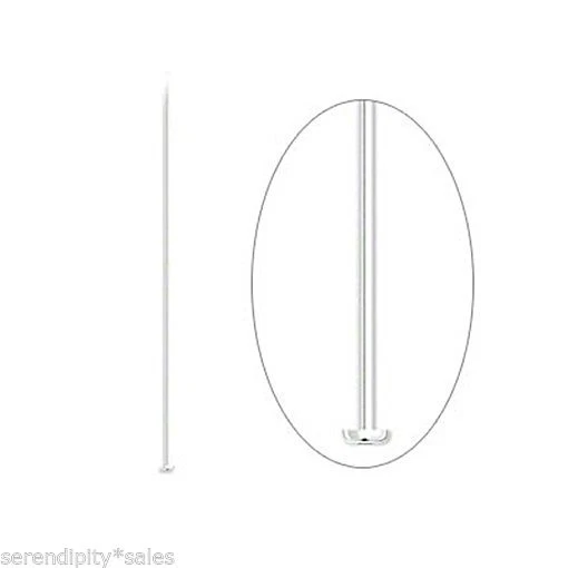 100 pasadores de cabeza de latón chapados en plata de 2 pulgadas calibre 24 delgados sin plomo sin pasador de cabeza de níquel Foto 1 de 1