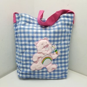 Care Bears Blue Fuzzy Furry Cheer Bear Embroidered Tote Bag Check - Picture 1 of 7