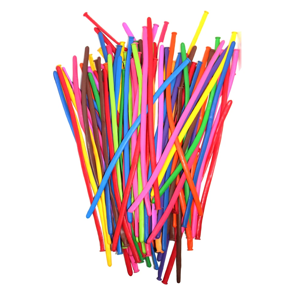 Pack of 100 Multicolour Latex Professional Modelling Animal Clown Party Balloons - Image 1 of 1