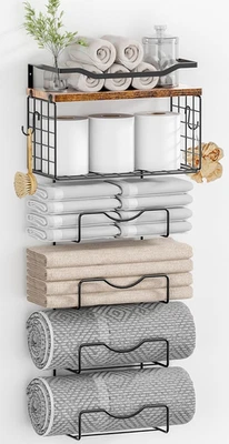 Towel Racks for Bathroom,Towel Rack Wall Mounted, 6 Tier Rolled or Folded Towel  - Image 1 of 4