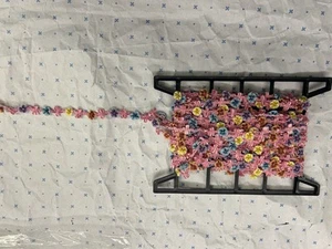 Lot Of 9m Very Pretty Flower Braid, Trim, Pink & White With Coloured Flowers - Picture 1 of 5