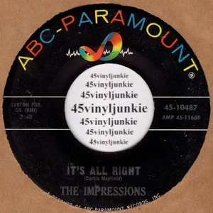 The Impressions soul 45 rpm "It's All Right" on ABC-Paramount Records - Picture 1 of 2