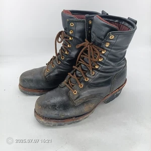Stivali Chippewa Uomo Tg 10 W Pelle Nera Suola Vibram Lavoro Logger Outdoor s6 - Foto 1 di 12