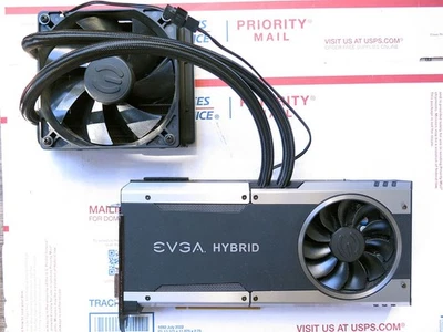 EVGA Nvidia GeForce GTX 1080 Hybrid GPU 8GB Gaming Graphics Card GPU HDMI DP DVI - Image 1 of 4