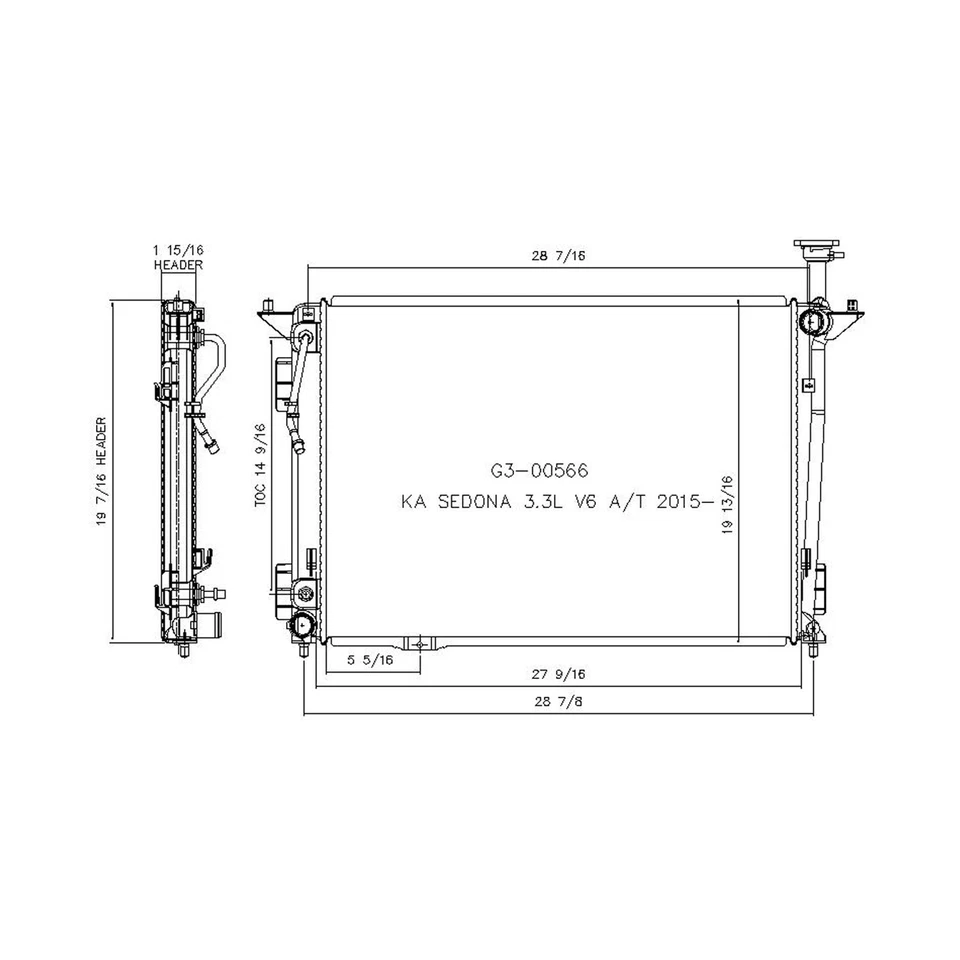 Radiador de repuesto nuevo RAD13508 compatible con KIA Sedona 2015-2019 Foto 1 de 1