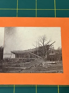 Stereoview Ship Building Geo G Green Coopers Point Camden NJ 1897 960 Lines 1A - Picture 1 of 4