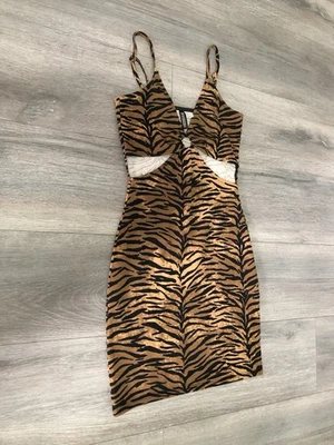 H&M Tiger/animal Print Cut Out Dress Size 6 - Image 1 of 4