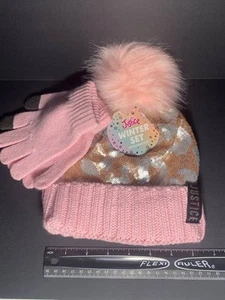 Justice Girls Shiny Pink Beanie Hat And Glove Set - New. CC9. - Picture 1 of 7