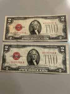 1928 F & 1928 G $2 Dollar Bills ((VERY FINE)) ((STAR NOTE)) - Picture 1 of 2