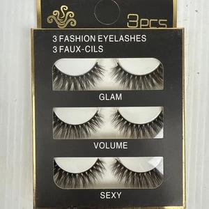 3 Paar 3D Nerz Make-up Kreuz Falsche Wimpern Handarbeit Make Up Wimpern Natur - Bild 1 von 5