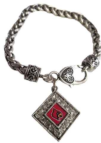 47753 Louisville Cardinals Rhinestone Thick Diamond Shaped Pendant Bracelet Cover