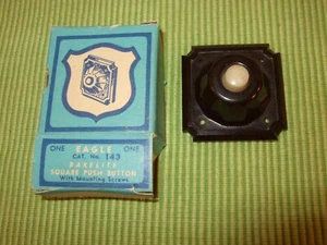 Vintage Bakelite Push Button New Old Stock Mint in the Box  Eagle No. 43 Square - Picture 1 of 12