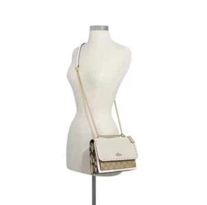 Coach Klare Crossbody bag ecru ivory Signature Canvas Rivets brown White studs - Picture 1 of 5