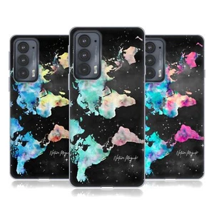 NATURE MAGICK WATERCOLOR WORLD MAP TEAL PINK SOFT GEL CASE FOR MOTOROLA PHONES 2 - Picture 1 of 8