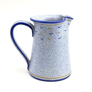 Vintage Keramik Kanne | Blau-Gelb | Handbemalte Vögel | 1L | Landhausstil - Picture 1 of 11