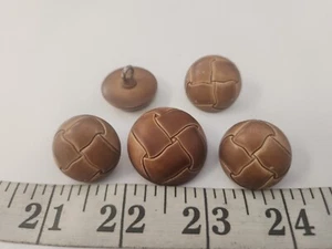 VINTAGE BUTTONS SET OF 5 BROWN  TUZ3652 LAST! - Picture 1 of 2