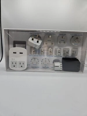 International Plug Adapter Kit World Safest Grounded 13 Adaptor Set Dual Usb Por - Image 1 of 4