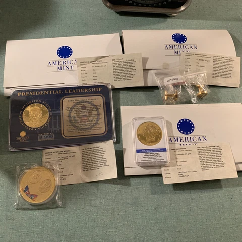 American Mint 24K Proof Lot JFK, Double EAGLE Cufflinks, Our Heroes & Our Flags Cover