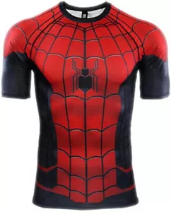 Men's T-shirts Spider Superhero Compression Tights Short Sleeve Tops Tee Gym - Picture 1 of 38