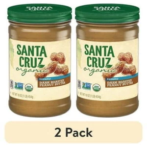(2 pack) Santa Cruz Organic Creamy Dark Roasted Peanut Butter, 16 Ounces - Picture 1 of 5