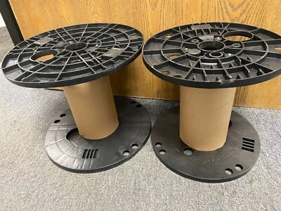 (2) 12 1/2 X 11 1/2 inch Black Plastic cable reel wire spool holds 500 4 AWG - Image 1 of 4
