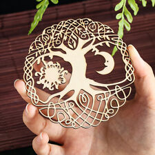 5PC Laser Cut Wooden Crafts Tree of Life Coasters Home Office Natural Ornaments