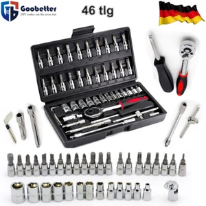 46 Tlg SteckschlüSselsatz Ratschenkasten 1/4" Knarrenkasten Bits Kfz-Werkzeuge - Bild 1 von 12