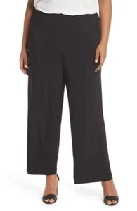 Alex Evenings Plus Size Matte Jersey Straight Leg Pants Women's 2X Black Pull On - Picture 1 of 16