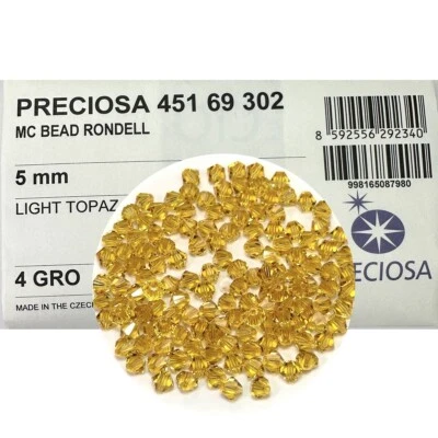 576 Cristales Checos Genuinos Preciosa, Cuentas Bicónicas 5mm Topacio Claro, Amarillo Medio Foto 1 de 4