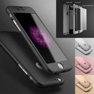 Funda híbrida 360° a prueba de golpes con cubierta de vidrio templado para iPhone 8 7 6 6S SE 5S - Imagen 1 de 3