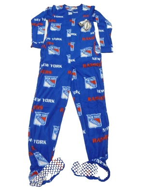 NEW Adult Concepts Sport NHL New York Rangers Footed Union Suit Zip Up-Blue - Image 1 of 4