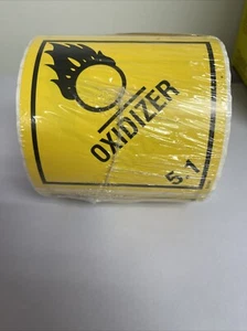 Gefahrenklasse 5.1 D.O.T. Oxidationsmittel Etiketten | 4 x 4" Zoll Quadrat | 500 Stück | Versiegelt - Bild 1 von 4