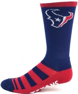 Houston Texans Football M154R Navy Blue & Red Deuce Crew Socks - Picture 1 of 3