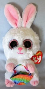 SUNDAY Easter Bunny Rabbit - TY 6" GLITTER EYES Beanie Boos NEW W/ MINT TAGS - Picture 1 of 2