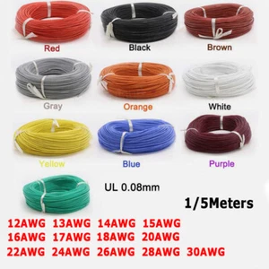 12-30AWG Silicone Stranded Flexible Cable Wire Gauge 0.08mm Tinned Copper Wires - Picture 1 of 9