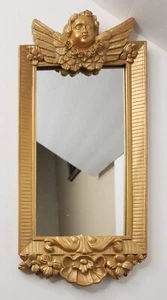 Espejo de pared colgante de resina con figura de ángel querubín Hollywood Regency de colección de los 80 - Imagen 1 de 17