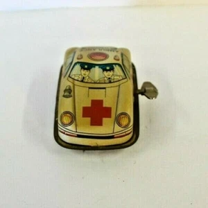 VINTAGE COLLECTIBLE TIN RUSS BERRIE WIND UP AMBULANCE TOY CAR WORKS - Picture 1 of 5
