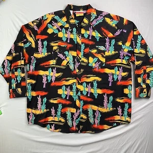Vtg Sergio Valente Shirt Mens 3X-Large Loud Colorful Cactus Western Button-Down - Picture 1 of 16