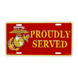 USMC Proudly Served Metal License Plate - Picture 1 of 1