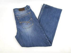 Jeans gamba bootcut BKE Tyler 34R blu denim lavato sbiadito fibbia ricamata - Foto 1 di 15