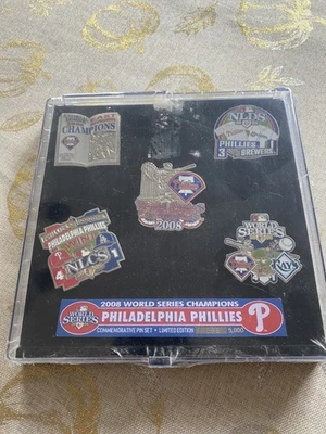 Philadelphia Phillies 2008 World Series Champions Pin Set Rays Champs 5 Pins PSG - Image 1 of 2