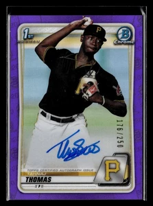 Tahnaj Thomas 2020 1st Bowman Chrome Purple Refractor Rookie Auto /250 Pirates - Picture 1 of 2
