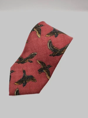 Corbata de lana de seda Robert Talbott "Hickey's" - Mallards voladores en borgoña vintage Foto 1 de 4
