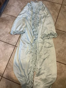 Vintage Givenchy Intimates Paris Light Blue Ruffle Lace Check Robe S W Belt USA - Picture 1 of 5