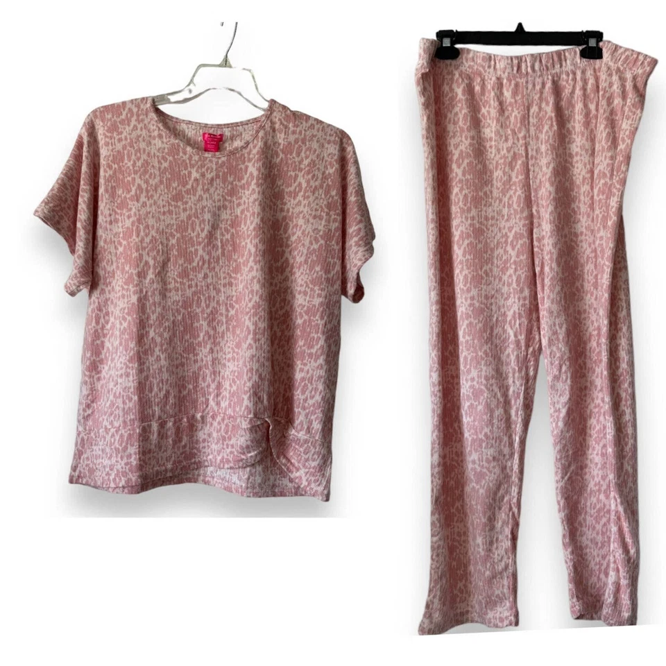 Nuevo Conjunto de Pijama Isaac Mizrahi Rosa Leopardo Animal 2 Piezas Para Mujer Plus 2XL NUEVO CON ETIQUETAS Foto 1 de 4