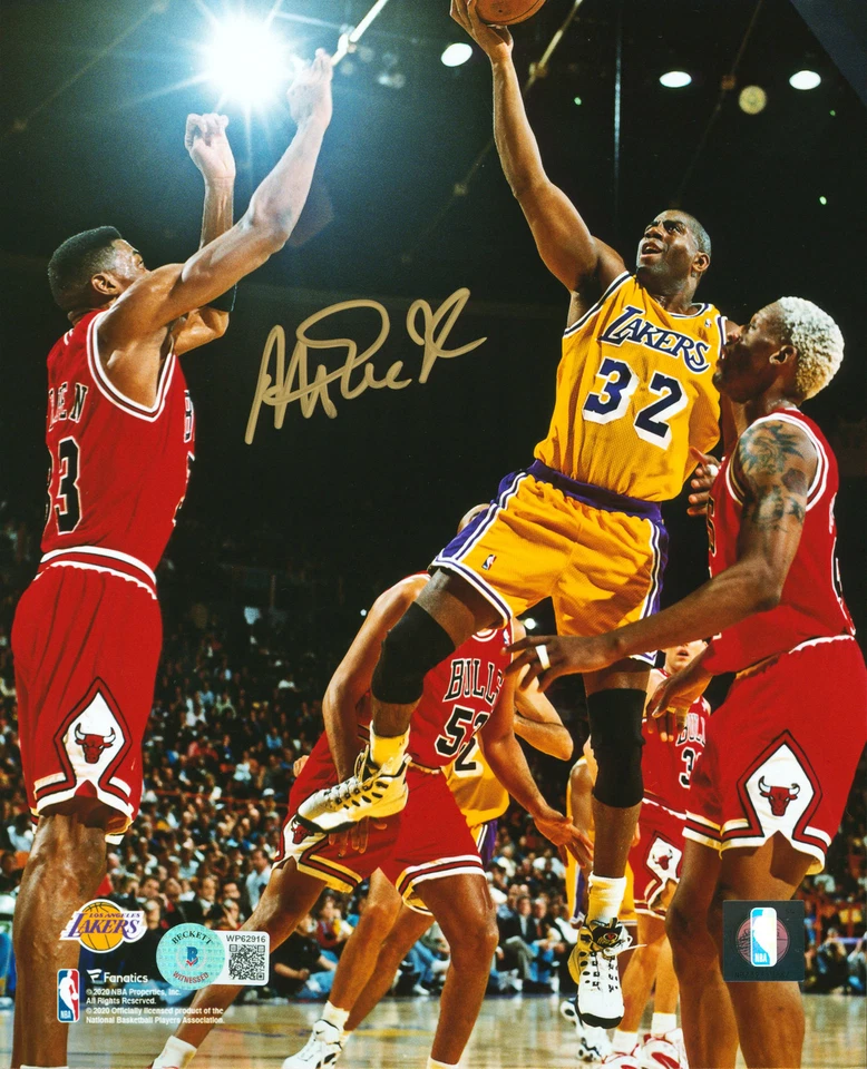 Lakers Magic Johnson Authentic Signed 8x10 Photo Vs Bulls BAS Witnessed - Image 1 of 1