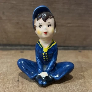 Vintage 1950s Ceramic Sitting Boy Scout Cub Scout Figurine - Picture 1 of 6