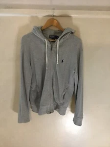RALPH LAUREN POLO Mens Grey 100% Cotton LOGO Jersey Hoodie Size M MW13 - Picture 1 of 11