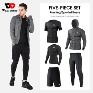 WEST BIKING Men's Sport Suit Running Set Quick Dry Workout Fitness Gym Tracksuit - Picture 1 of 23