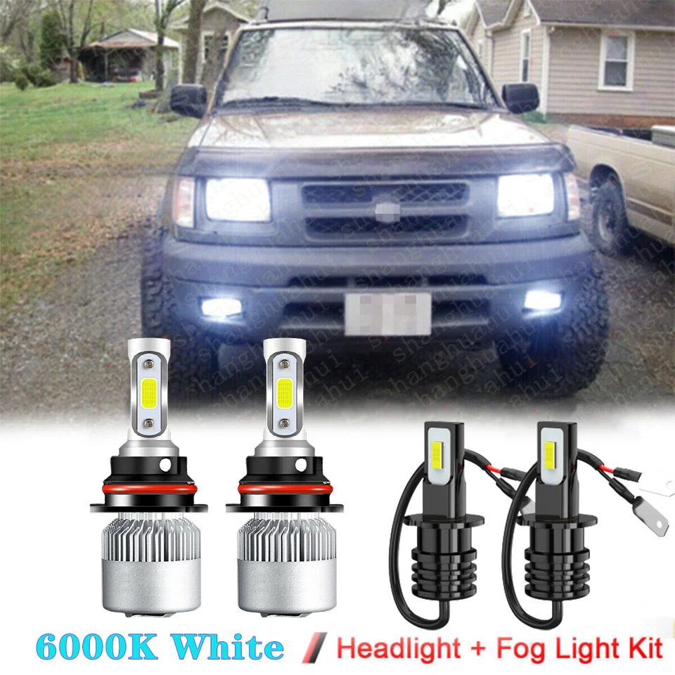 For Nissan Xterra 2000 2001 6000K LED Headlight High Low + Fog Light Bulbs Combo - Image 1 of 4